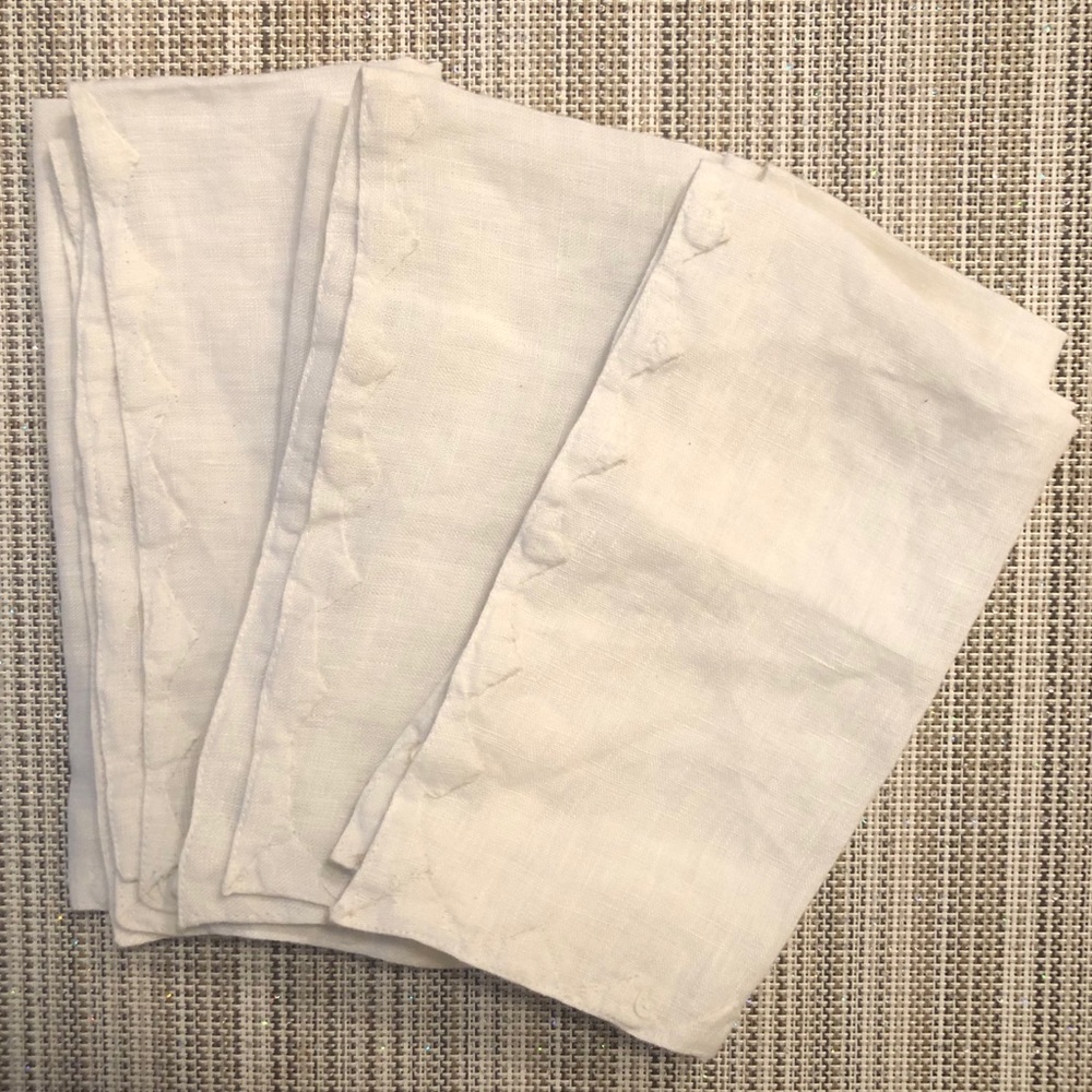 Anthropologie Ivory Linen Napkins (Set of 3)
